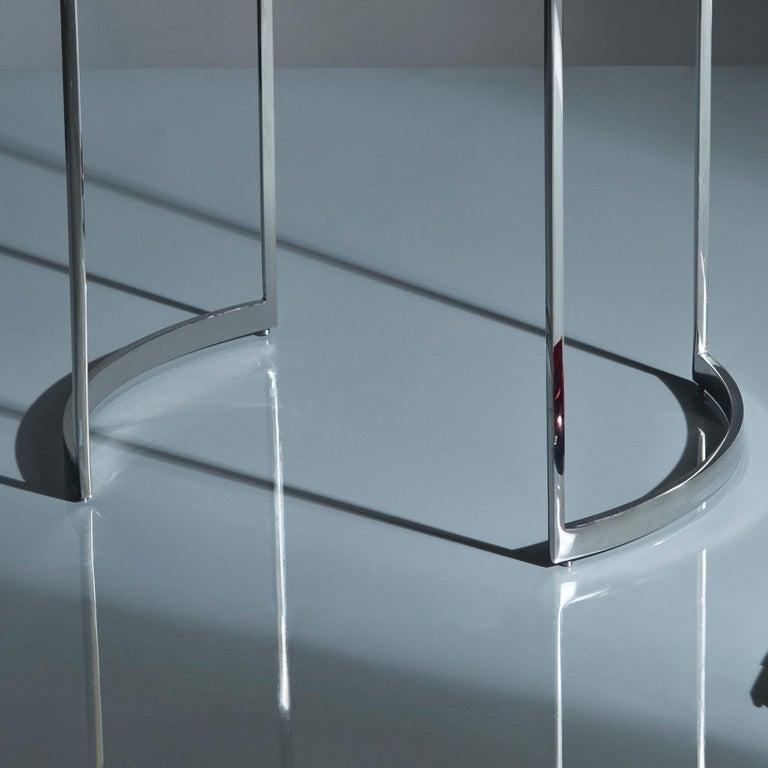 Modern Cocteau, Side Table in High Gloss Macassar and Hand Polished Stainless Steel For Sale