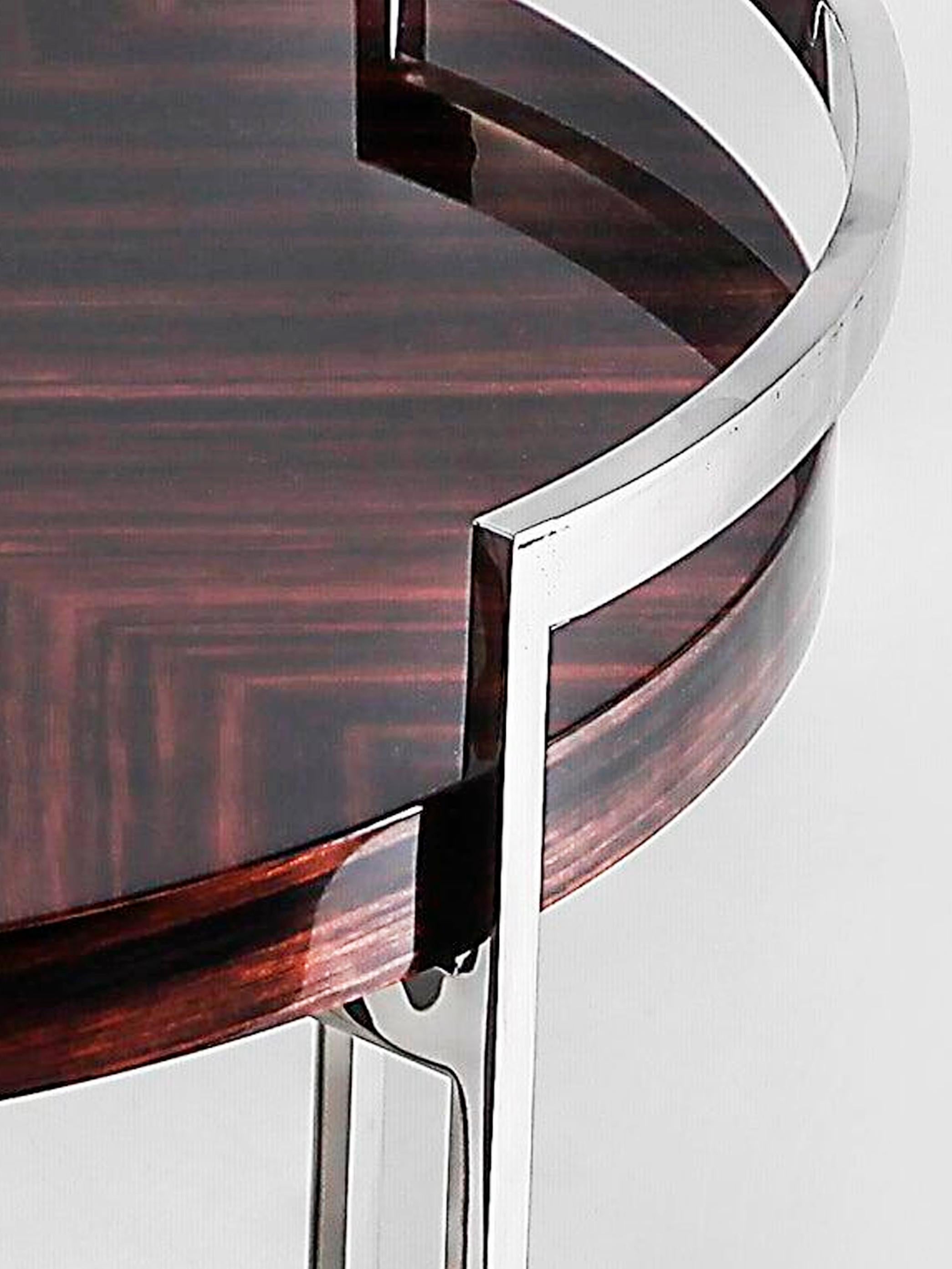 Cocteau, Mesa Auxiliar de Macasar Alto Brillo y Acero Inoxidable Pulido a Mano en Nuevo estado para la venta en Beirut, LB