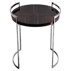 Cocteau, tavolino in Macassar lucido e acciaio inossidabile lucidato a mano