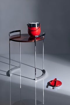 Cocteau, Side Table in High Gloss Wood and Hand Polished Stainless Steel