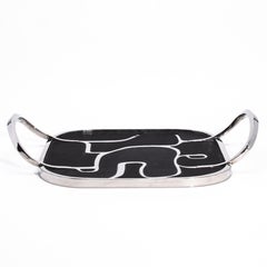 Cocteau Tray in Black Shagreen with Polished Stainless Steel by R&Y Augousti