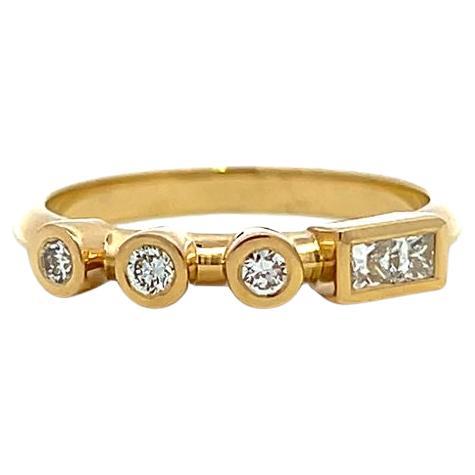 codebyEdge 18k Yellow  Diamond Gold Stacking Ring Customizable - Letter V