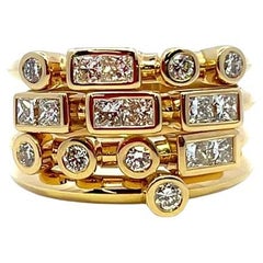 codebyEdge 18k Yellow Gold and Diamond Ring Stack spelling 'LOVE' in Morse code