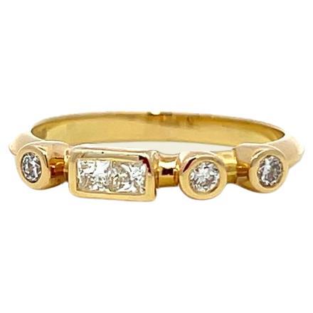 codebyEdge Customizable 18kYellow Gold Diamond Stacking Ring Letter L Morse code
