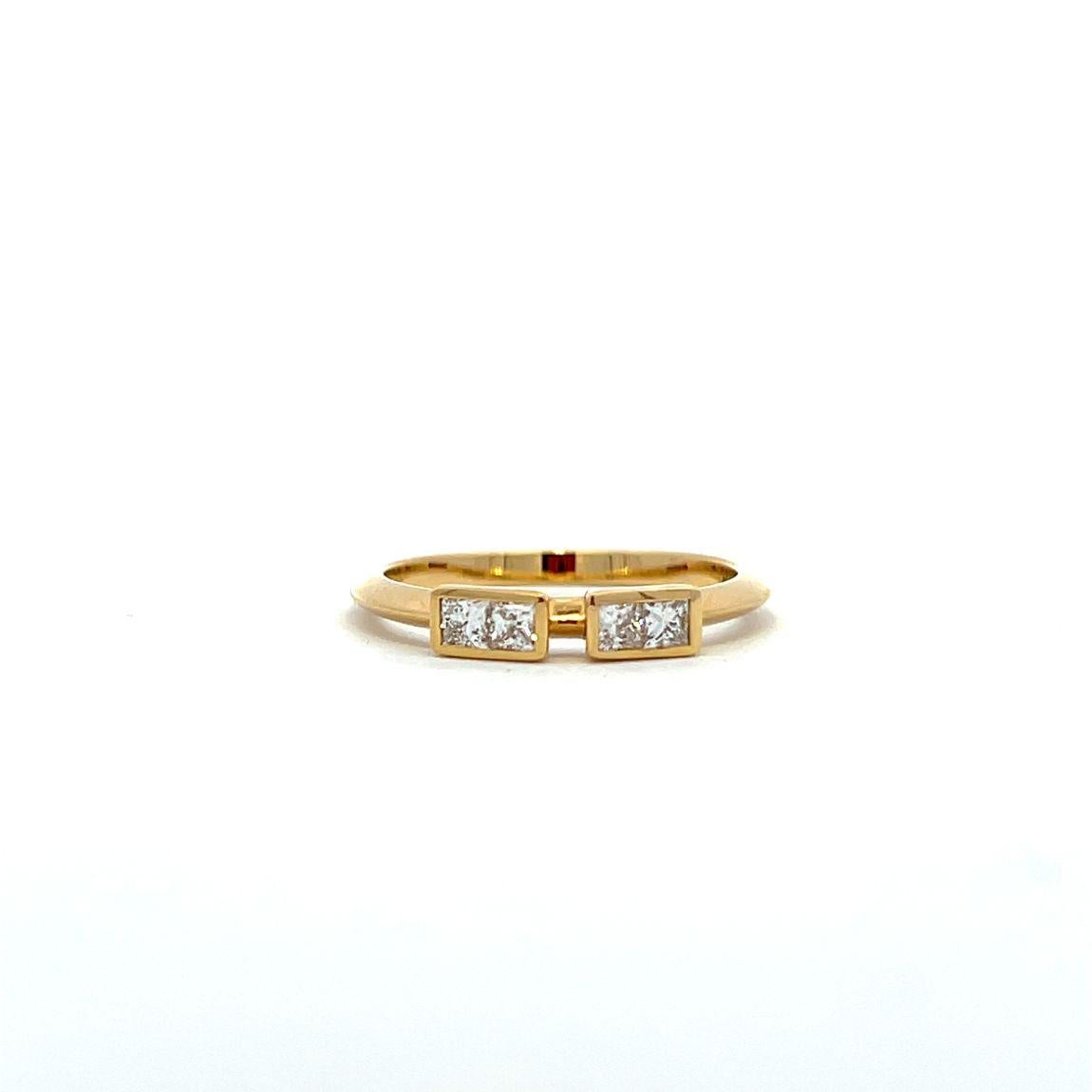 En vente :  codebyEdge, bague empilable personnalisable en or jaune 18 carats avec diamants, lettre M Morse 7