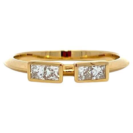 codebyEdge Customizable 18kYellow Gold Diamond Stacking Ring Letter M Morse code