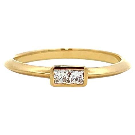 codebyEdge Customizable 18kYellow Gold Diamond Stacking Ring Letter T Morse code