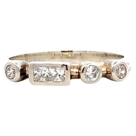 codebyEdge Customizable Diamond Platinum Stacking Ring - Letter L in Morse Code