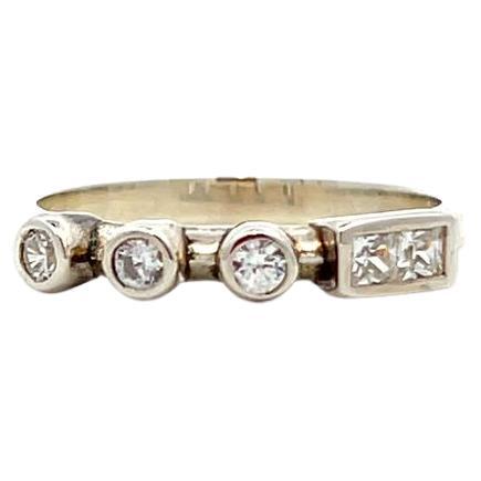 codebyEdge Customizable Diamond Platinum Stacking Ring - Letter V in Morse Code