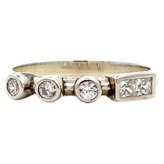 codebyEdge Customizable Diamond Platinum Stacking Ring - Letter V in Morse Code
