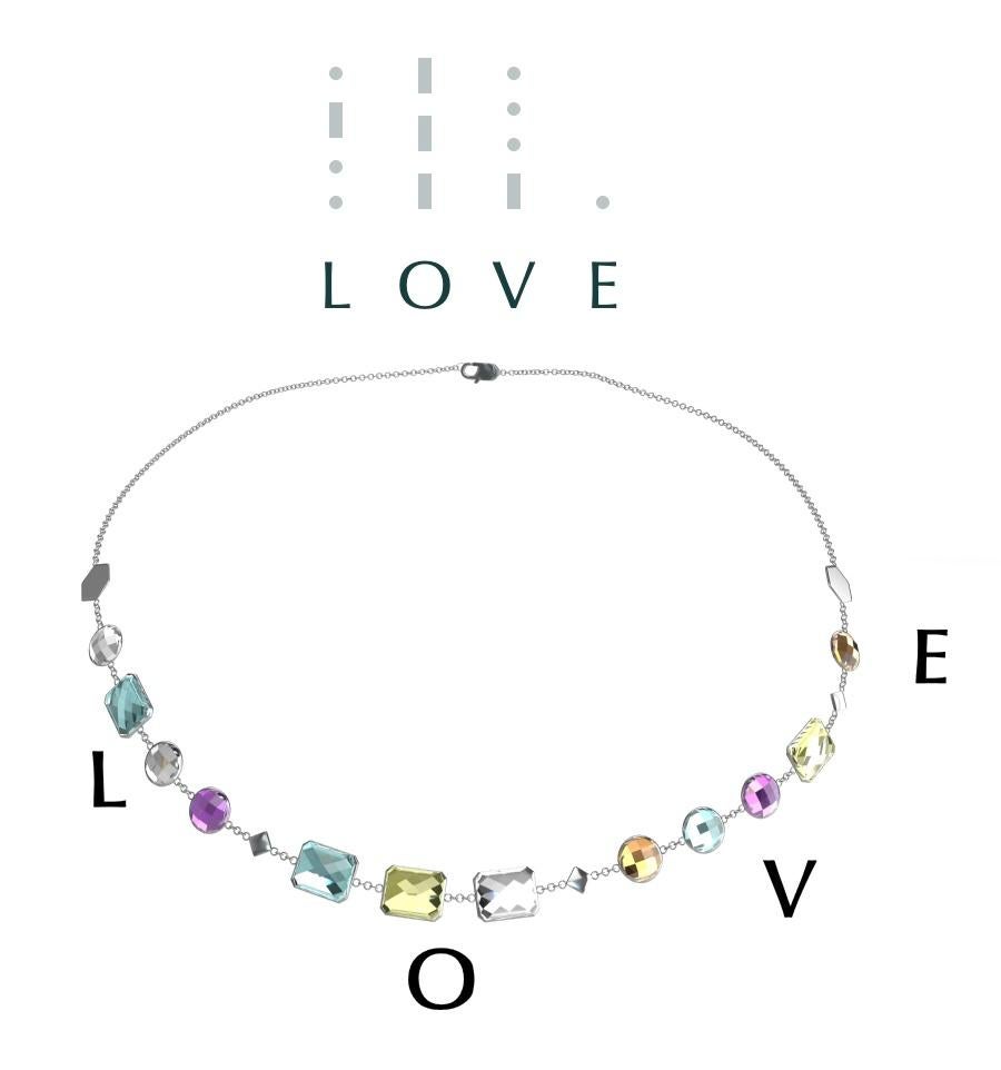 Donna codebyEdge Collana LOVE - Argento 925 riciclato  con più pietre preziose in vendita
