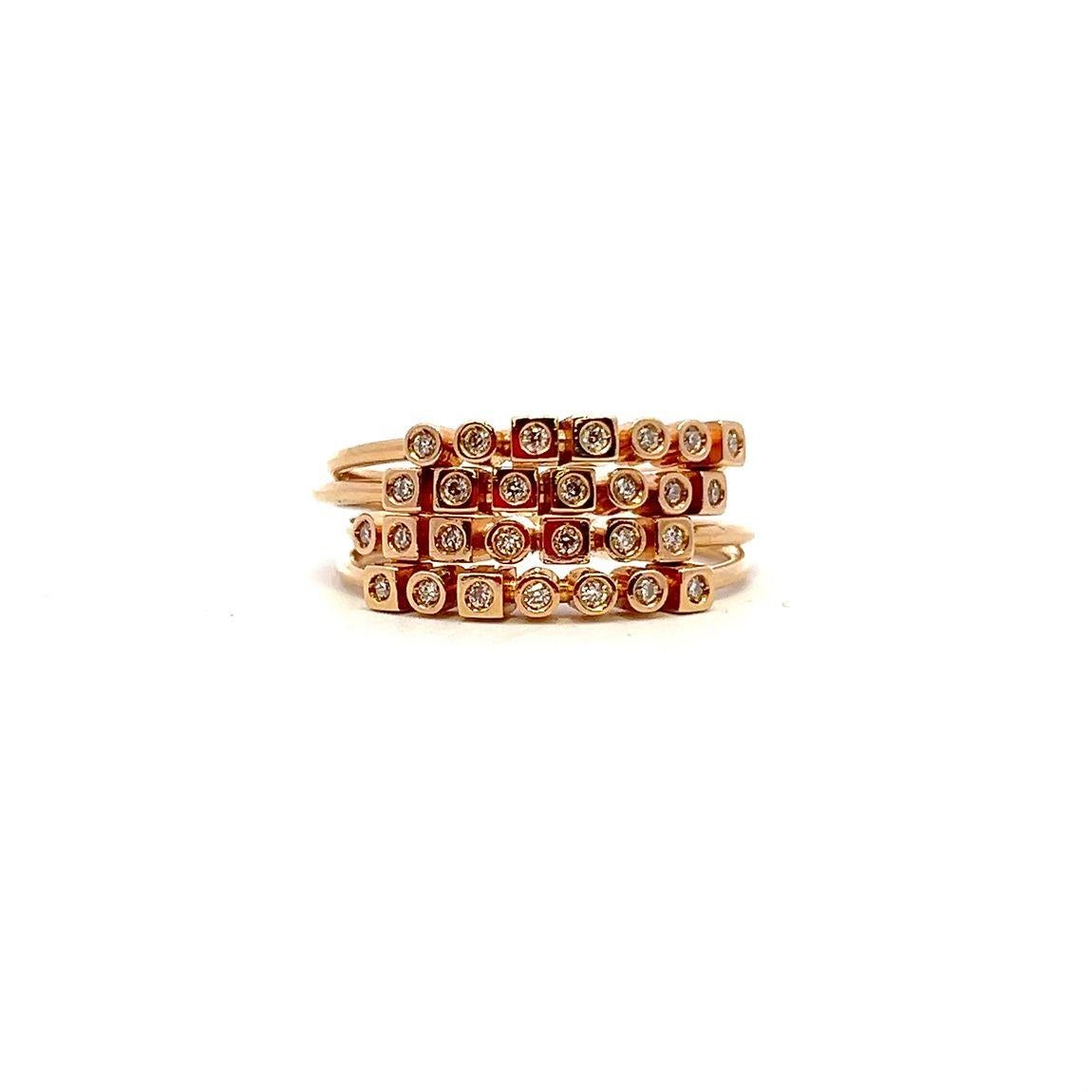 For Sale:  codebyEdge - Mayfair 18k Rose Gold and Diamond Ring Stack - 