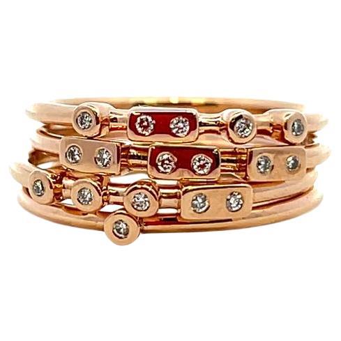 codebyEdge Mayfair 18k Rose Gold and Diamond Ring Stack - 'LOVE' in Morse code