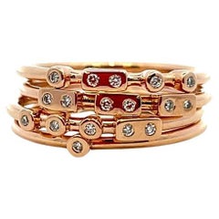 codebyEdge Mayfair 18k Rose Gold and Diamond Ring Stack - 'LOVE' in Morse code