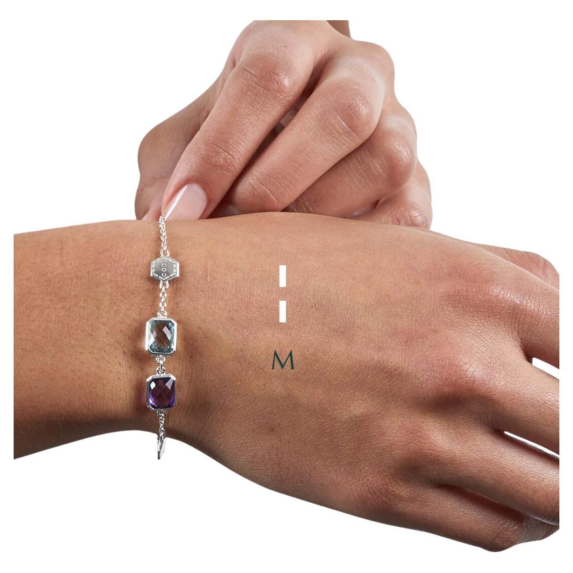 codebyEdge Morse Code Buchstabe M-Armband - 925 Silber  im Angebot