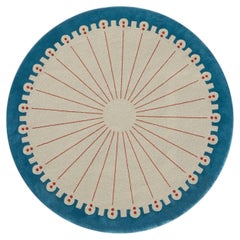 CoDeco Round Gray & Blue Wool & Tencel Rug by Marcante-Testa #3
