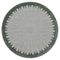 CoDeco Round Gray & Green Wool & Tencel Rug by Marcante-Testa #1