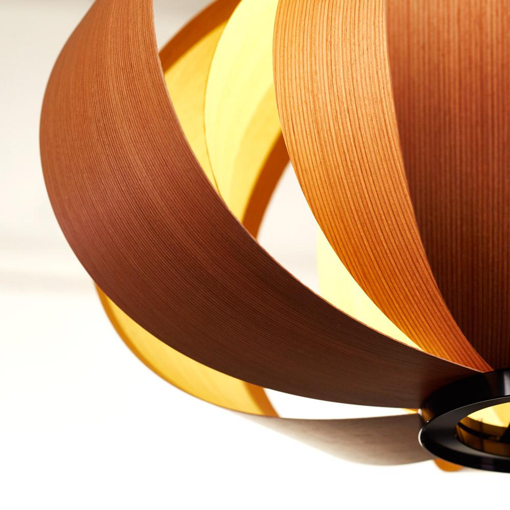 European Coderch Large Disa Wood Hanging Lamp by Tunds For Sale