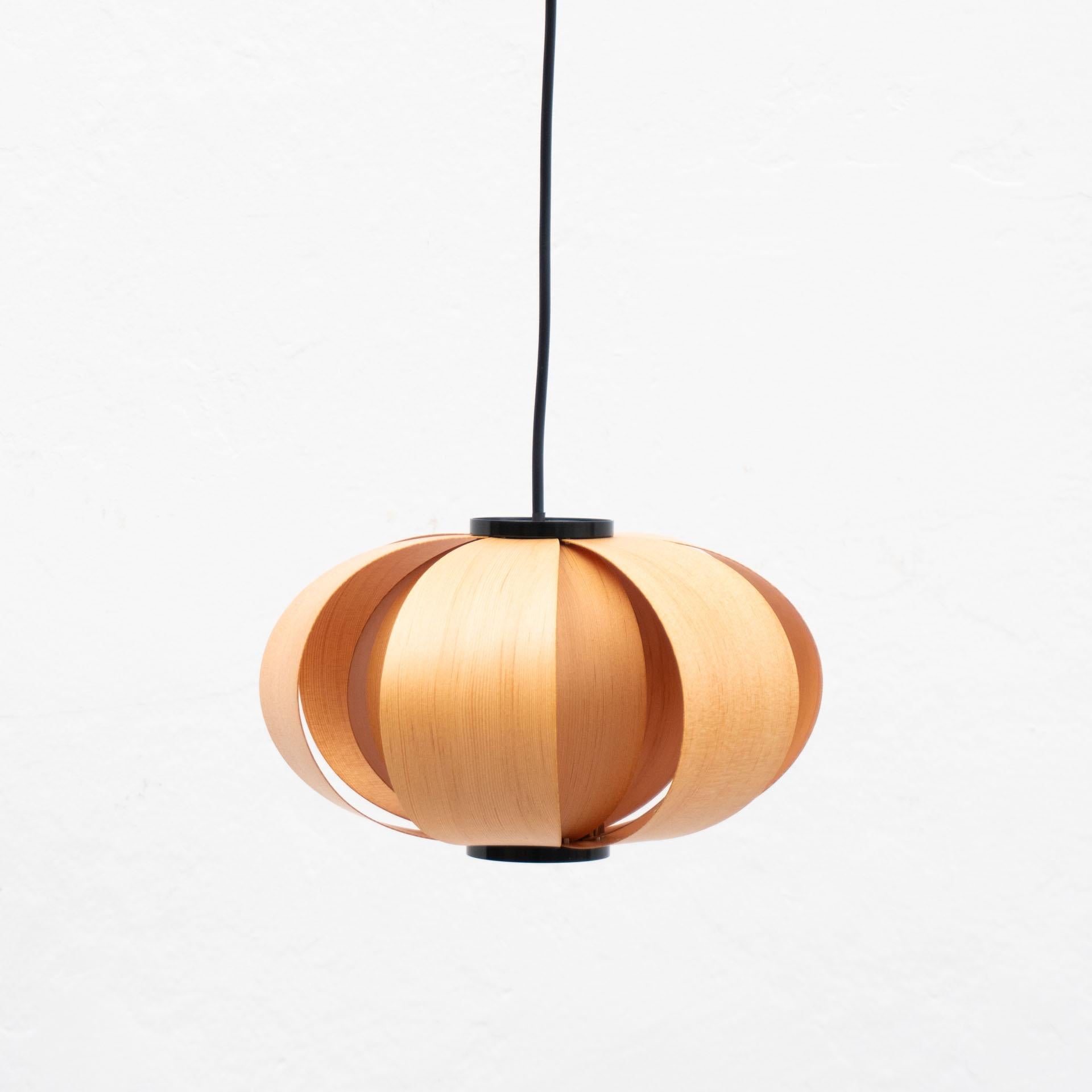 Contemporary Coderch Large Disa Wood Hanging Lamp by Tunds For Sale
