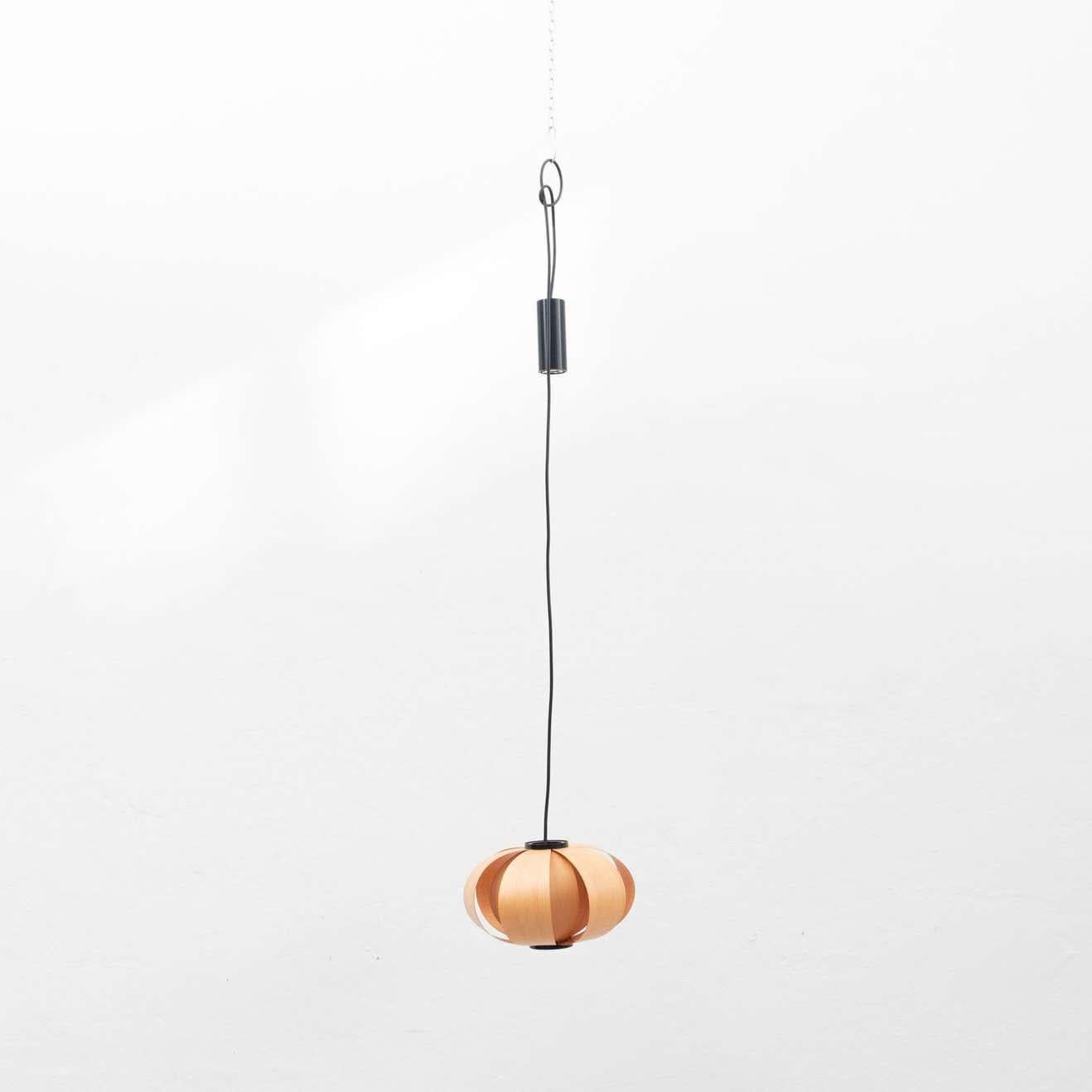 Aluminum Coderch Mini Disa Wood Hanging Lamp by Tunds For Sale