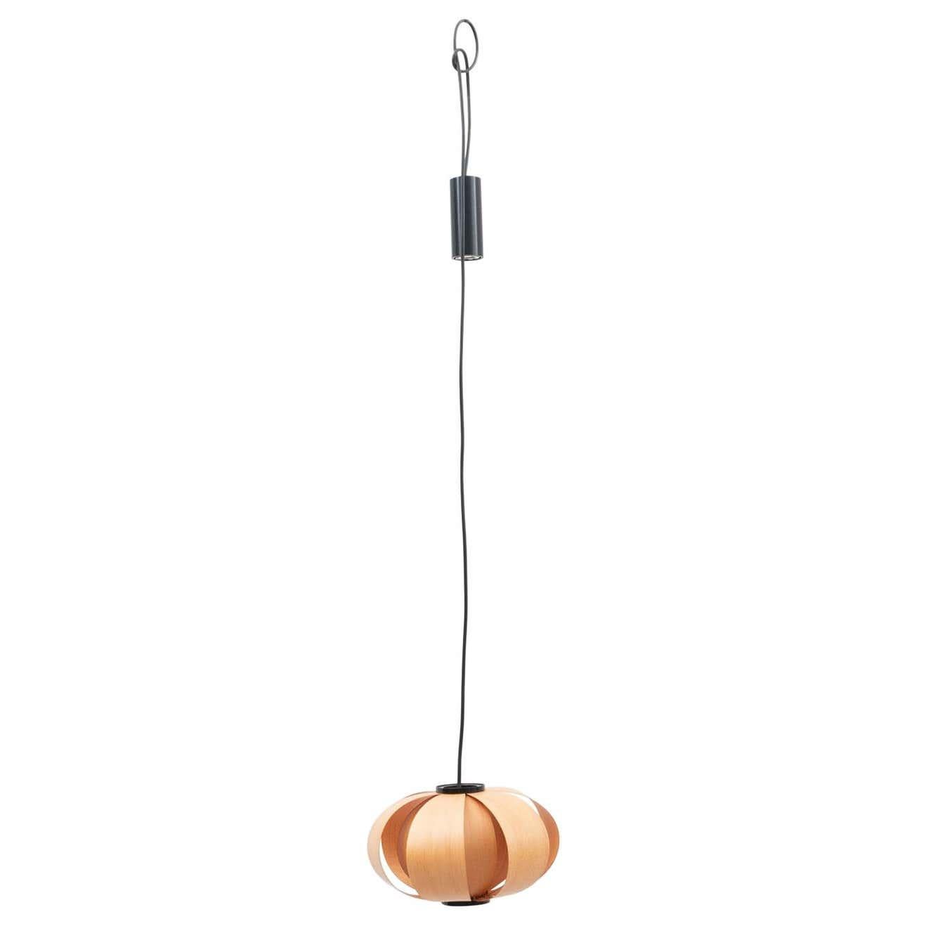 Aluminum Coderch Mini Disa Wood Hanging Lamp by Tunds For Sale