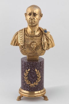 Codognato Large Four Italian Silver-Gilt and Hardstone Busts of Roman Emperors
