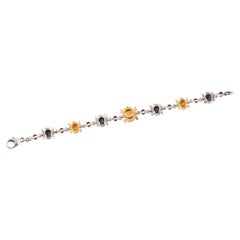 Codognato Silver Gold and Enamel Diamond Gold Skull Bracelet