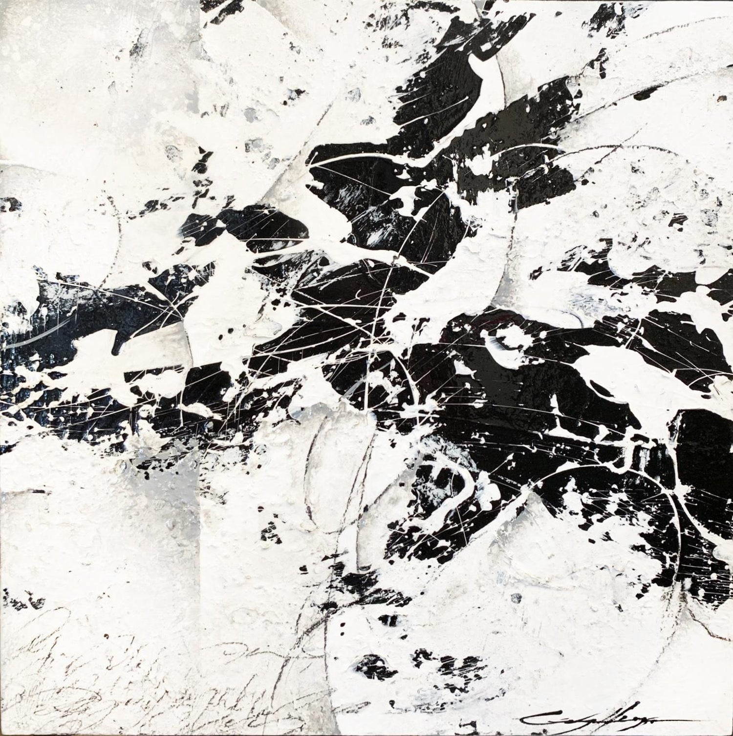 Cody Hooper Black White Contemporary Abstract Original Painting