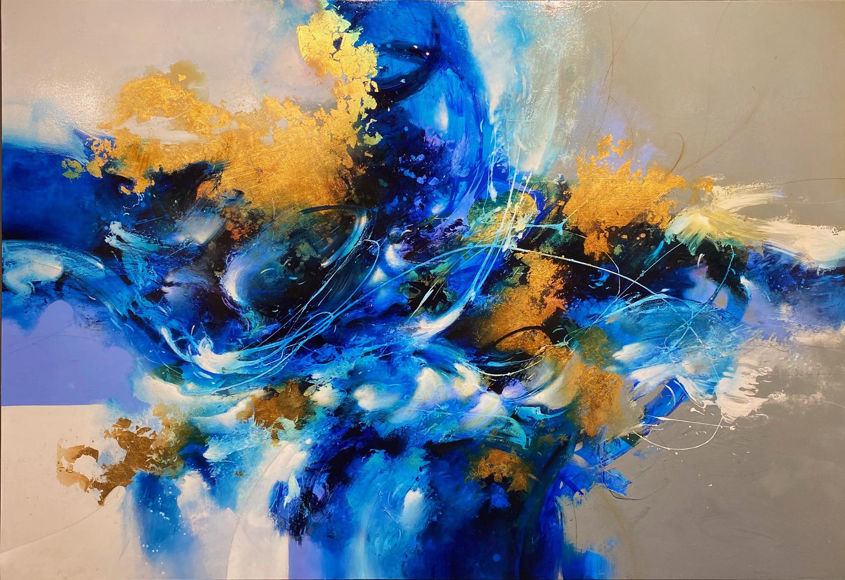 Cody Hooper Blue Yellow Contemporary Abstract Painting On Wood