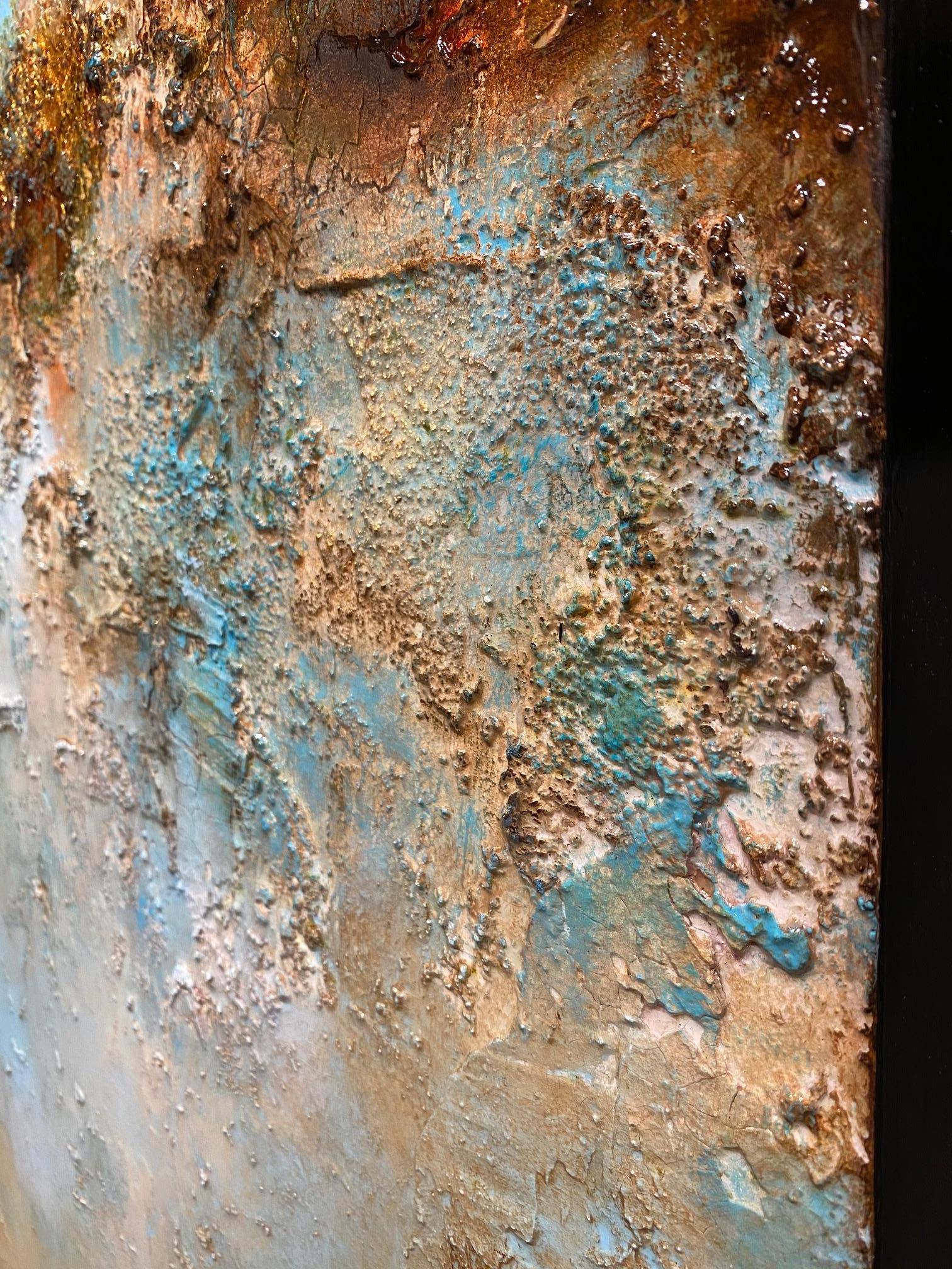 Desert Jewel. Original Contemporary Abstract acrylic & silver leaf on wood.  8