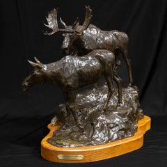 Bronze Clear Mountain Morning Moose Montana Wildlife Cody Houston Western Art