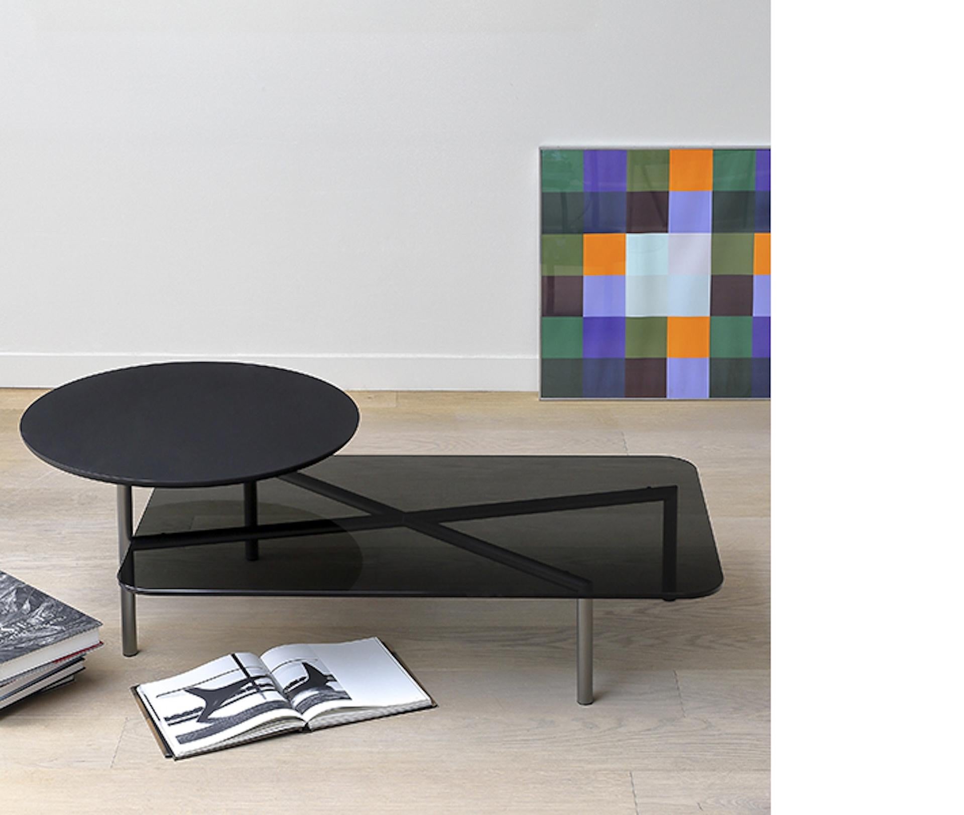 Italian CoEdition Bitop Coffee Table with Glass and Ash top by Rodolfo Dordoni For Sale