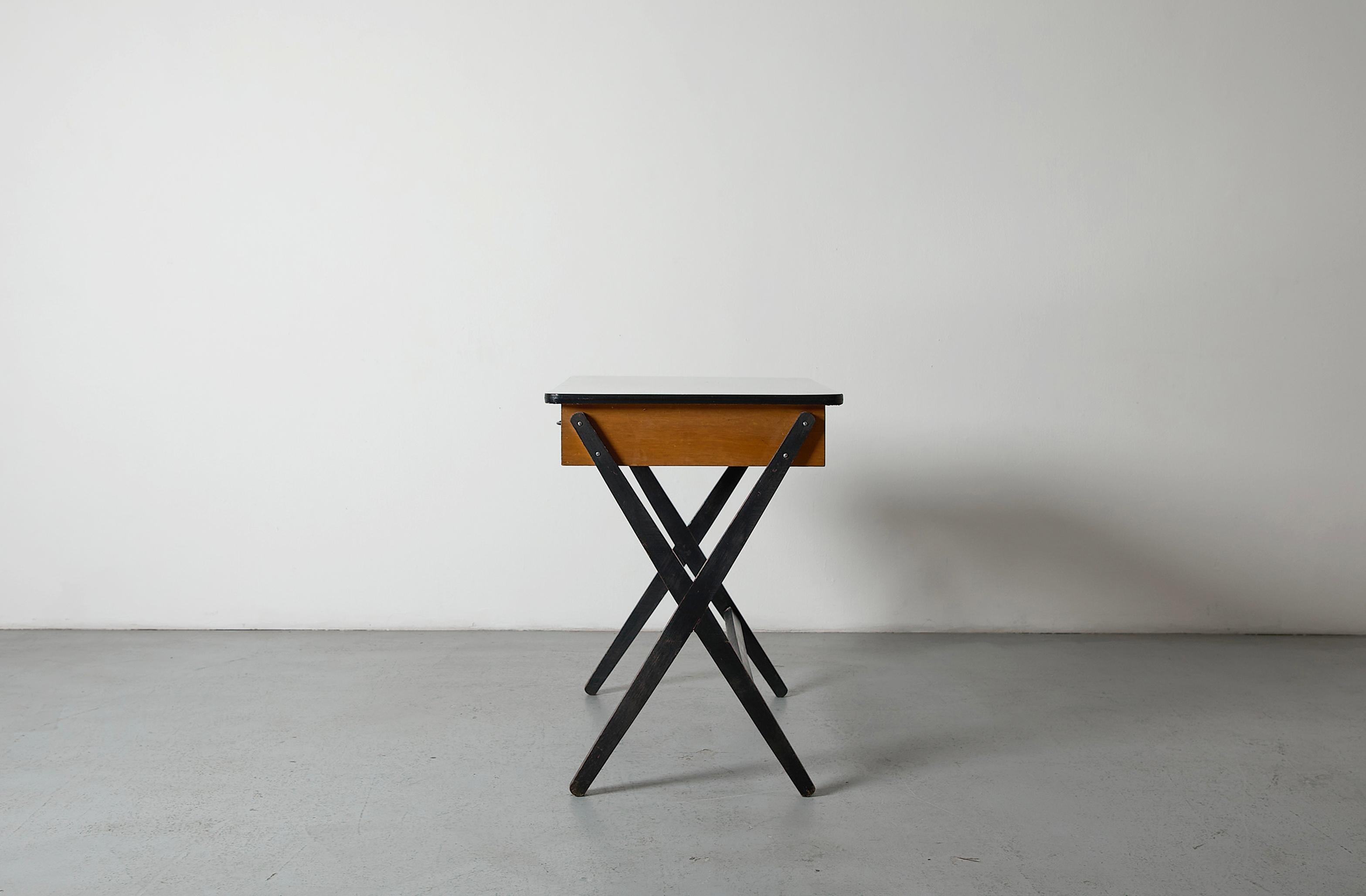Mid-20th Century Coen de Vries 1957 Desk for Devo w/ Yellow Drawer, Dutch Mid-Century Modern For Sale