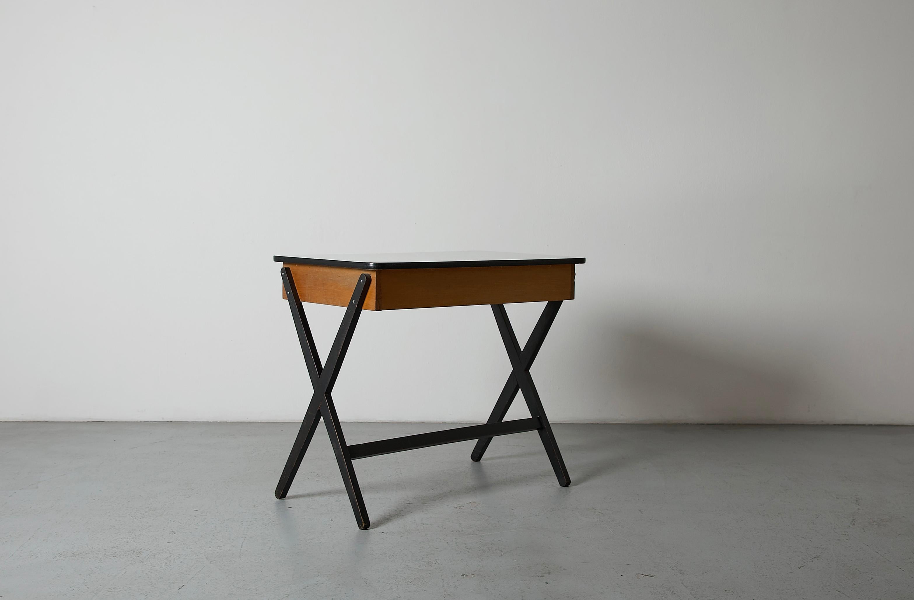 Metal Coen de Vries 1957 Desk for Devo w/ Yellow Drawer, Dutch Mid-Century Modern For Sale