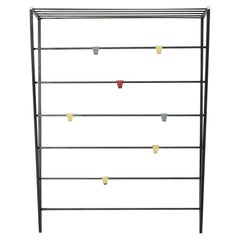Coen de Vries Black Wall Mount Coat and Hat Rack with Multi-Colored Hooks