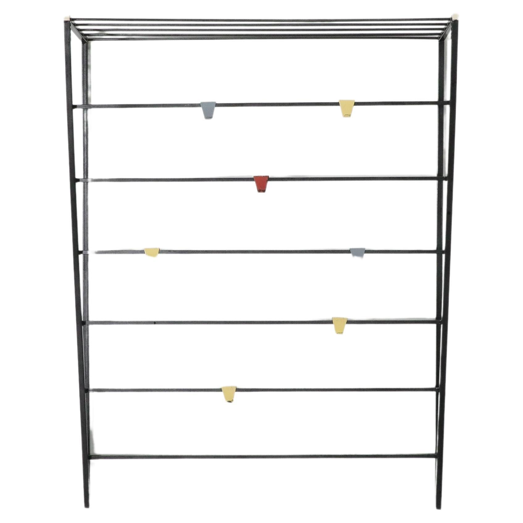 Coen de Vries Black Wall Mount Coat and Hat Rack with Multi-Colored Hooks For Sale