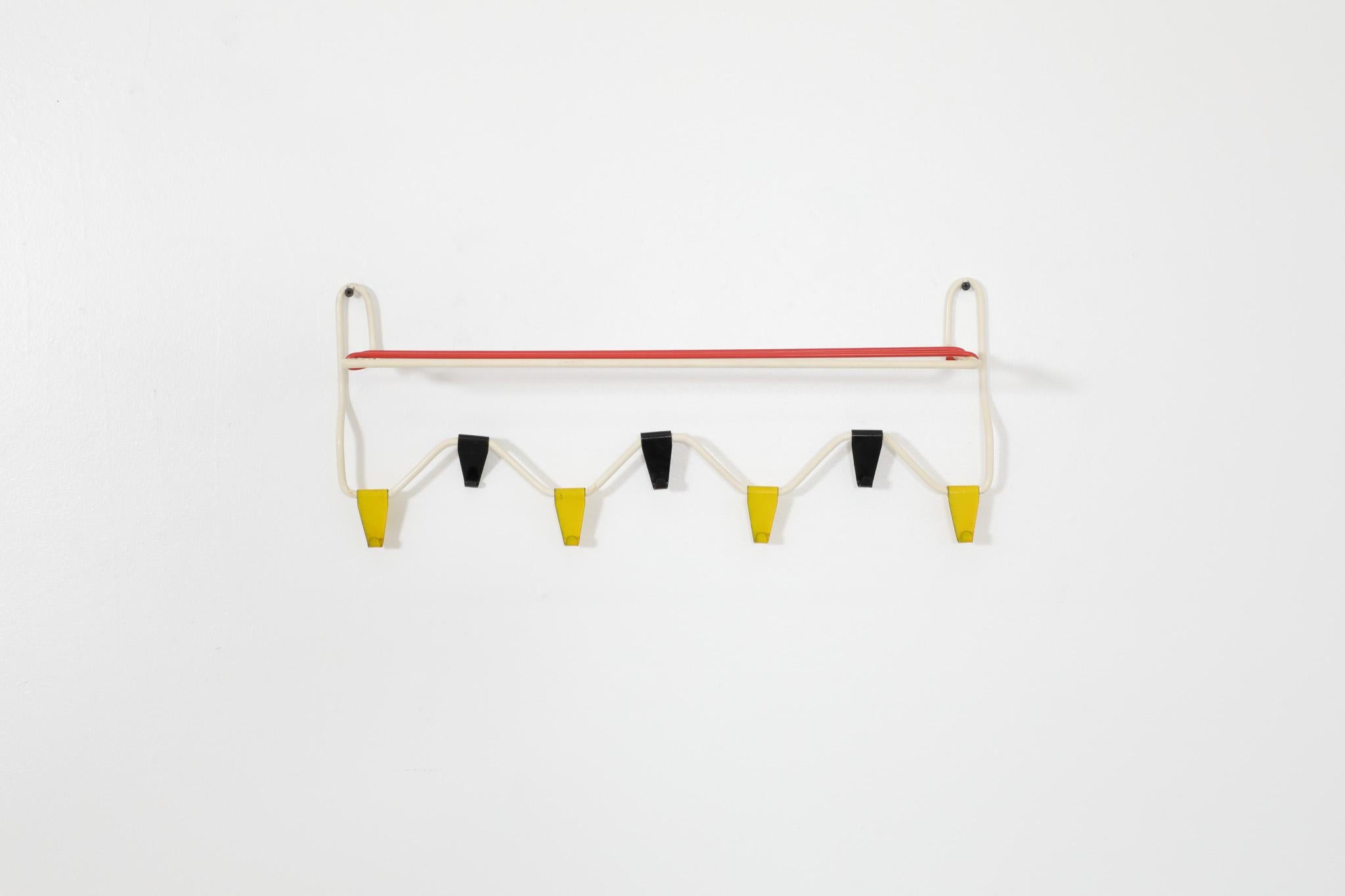 Mid-Century Modern Coen de Vries for Pilastro Colorful Wire Coat Rack with Shelf For Sale