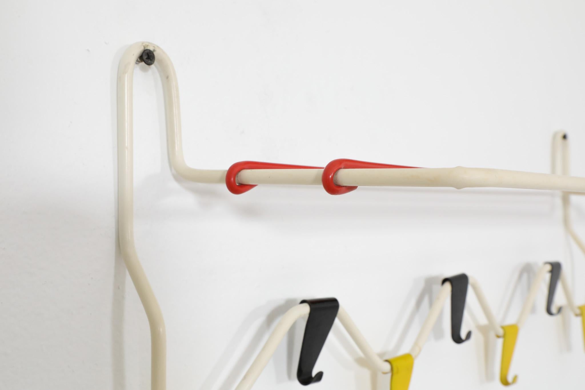 Mid-20th Century Coen de Vries for Pilastro Colorful Wire Coat Rack with Shelf For Sale