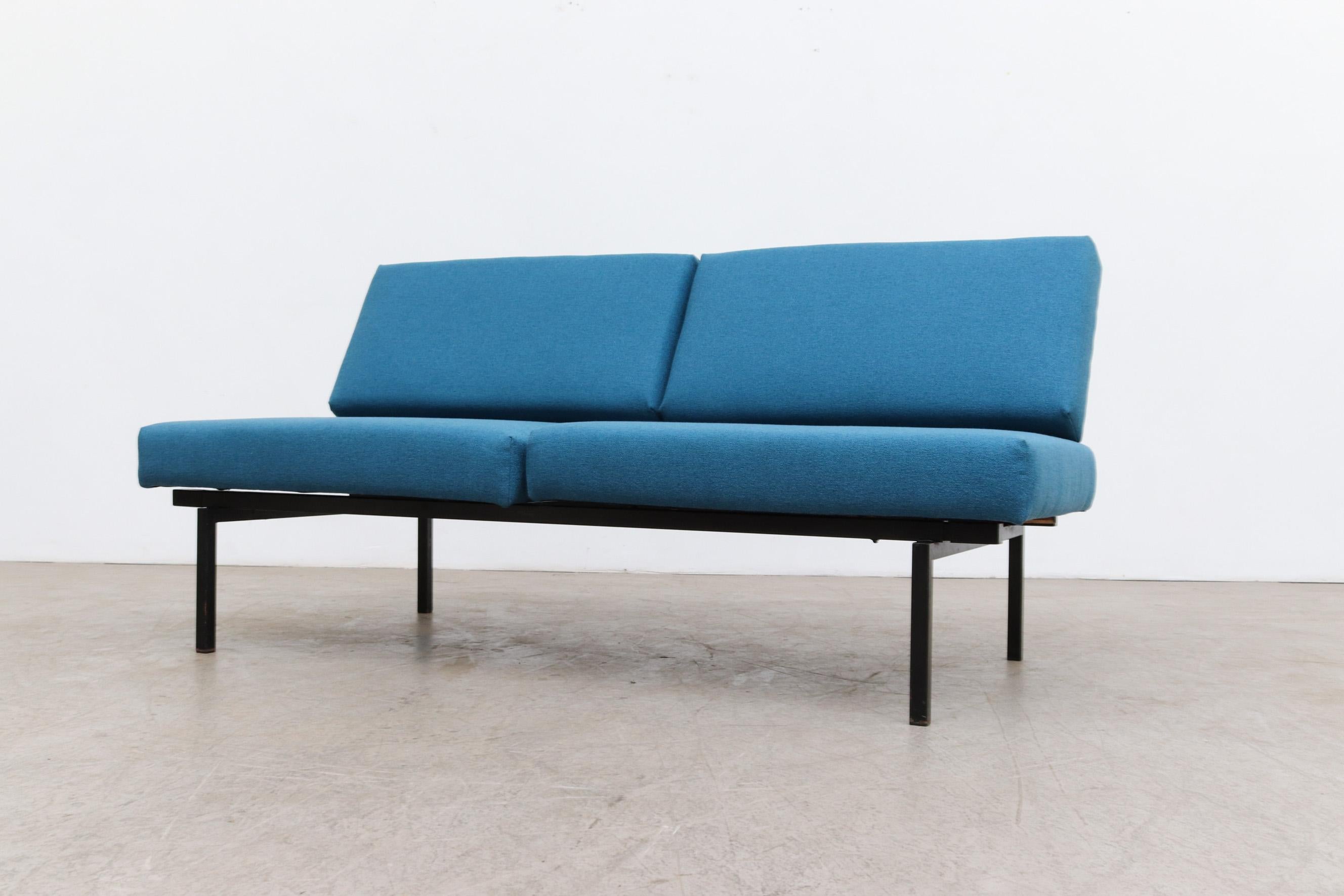 Coen de Vries for Pilastro Convertible Loveseat with Blue Cushions 3