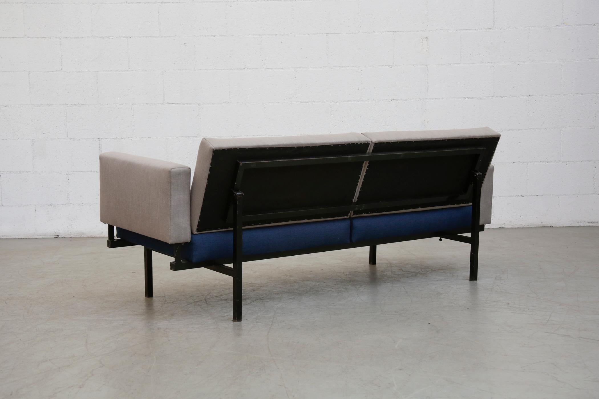 Dutch Coen de Vries Gray and Blue Sleeper Sofa from Pilastro For Sale