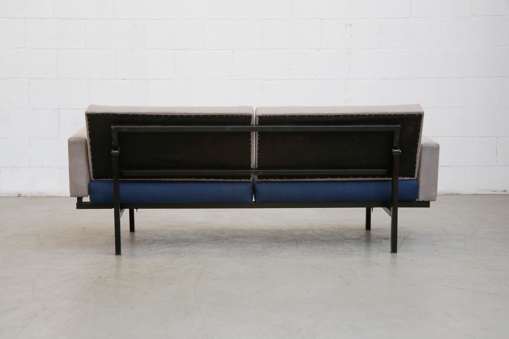 Enameled Coen de Vries Gray and Blue Sleeper Sofa from Pilastro For Sale