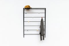 Coen de Vries Style Wall Mount Coat and Hat Rack in Black Enameled Metal