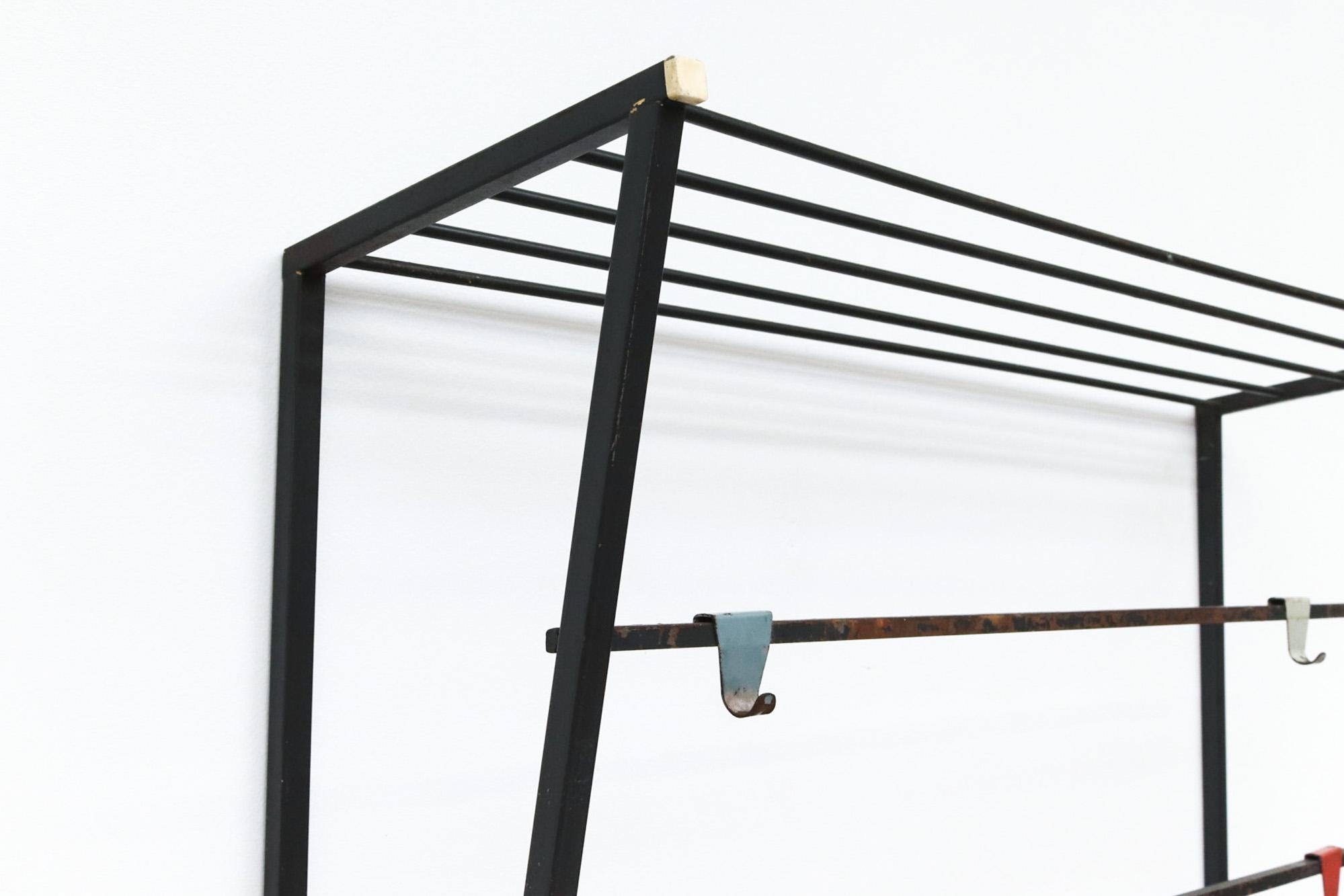 Coen de Vries Style Wall Mount Coat and Hat Rack In Good Condition For Sale In Los Angeles, CA