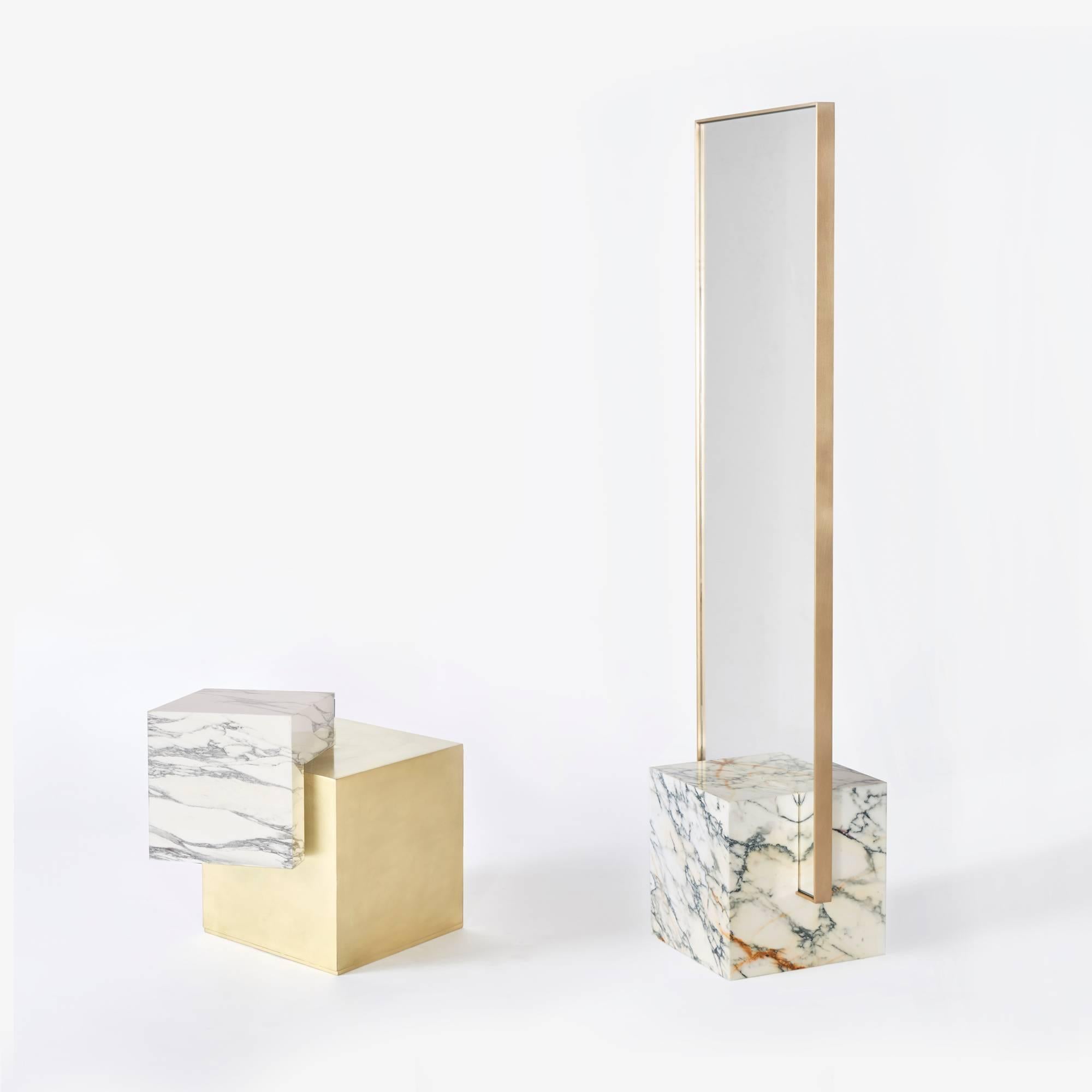Other Coexist Askew Marble and Brass Side Table by Slash Objects, Made in USA For Sale