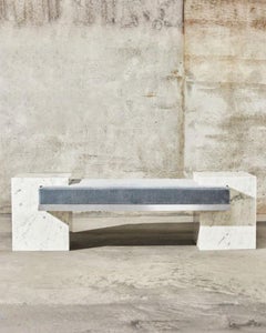 Coexist - Contemporary Carrara Marble and Nickel Bench, Sculptural Seating