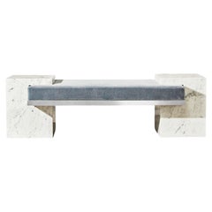 Coexist - Contemporary Carrara Marble and Nickel Bench, Sculptural Seating