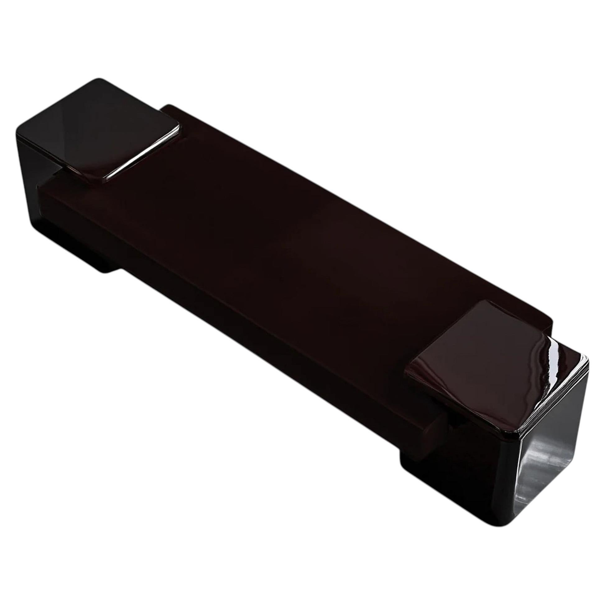 Coexist Contemporary Ebony Bench Lacquered, Sculptural Seating