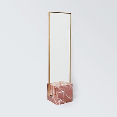 Coexist - Contemporary Red Jasper Marble, Brushed Brass Frame Mirror