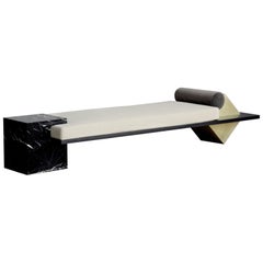 Coexist Daybed in Black Marble, Brass and Upholstered Cushion