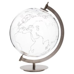 Coexist Ground Glass and Brass Nickel Plated World Map Silver